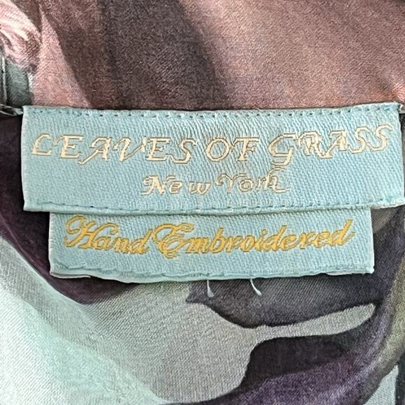 Leaves Of Grass Maxi Dress Sz 38 Medium 100% Silk Hand Embroidered Lined $495 - Picture 13 of 16